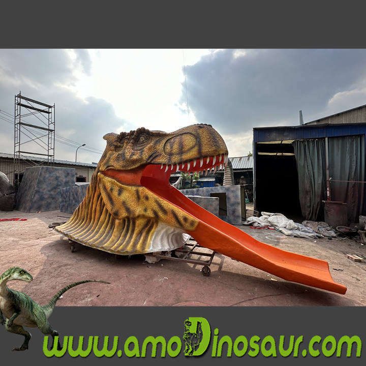 Fiberglass dino slide for amusement park